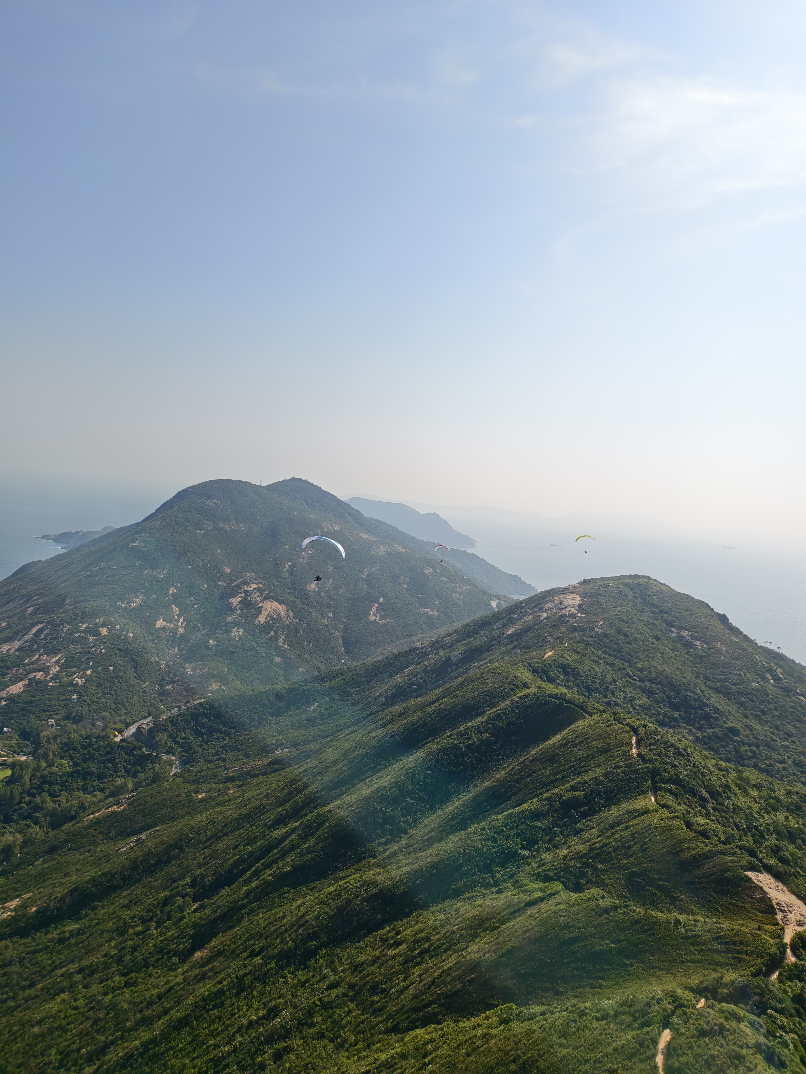 Paragliding near Shek O coastline